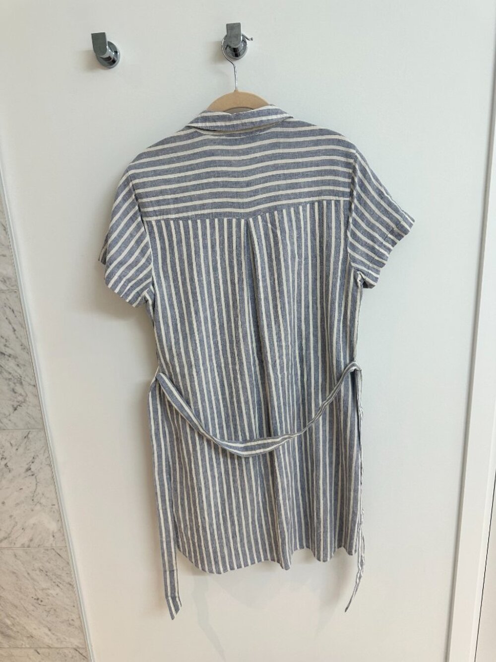 Abercrombie & Fitch Blue and White Striped Mini Shirt Dress - Picture 6 of 12